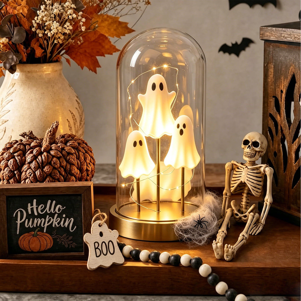 Clearance Halloween Ghost Bubble Bath Lamp, Cute Bathtub Ghost Night Lights for Halloween Decor, Reading Books Nightlight, Halloween Decorations for Indoor Readers & Book Lover Desk Home Party Gifts