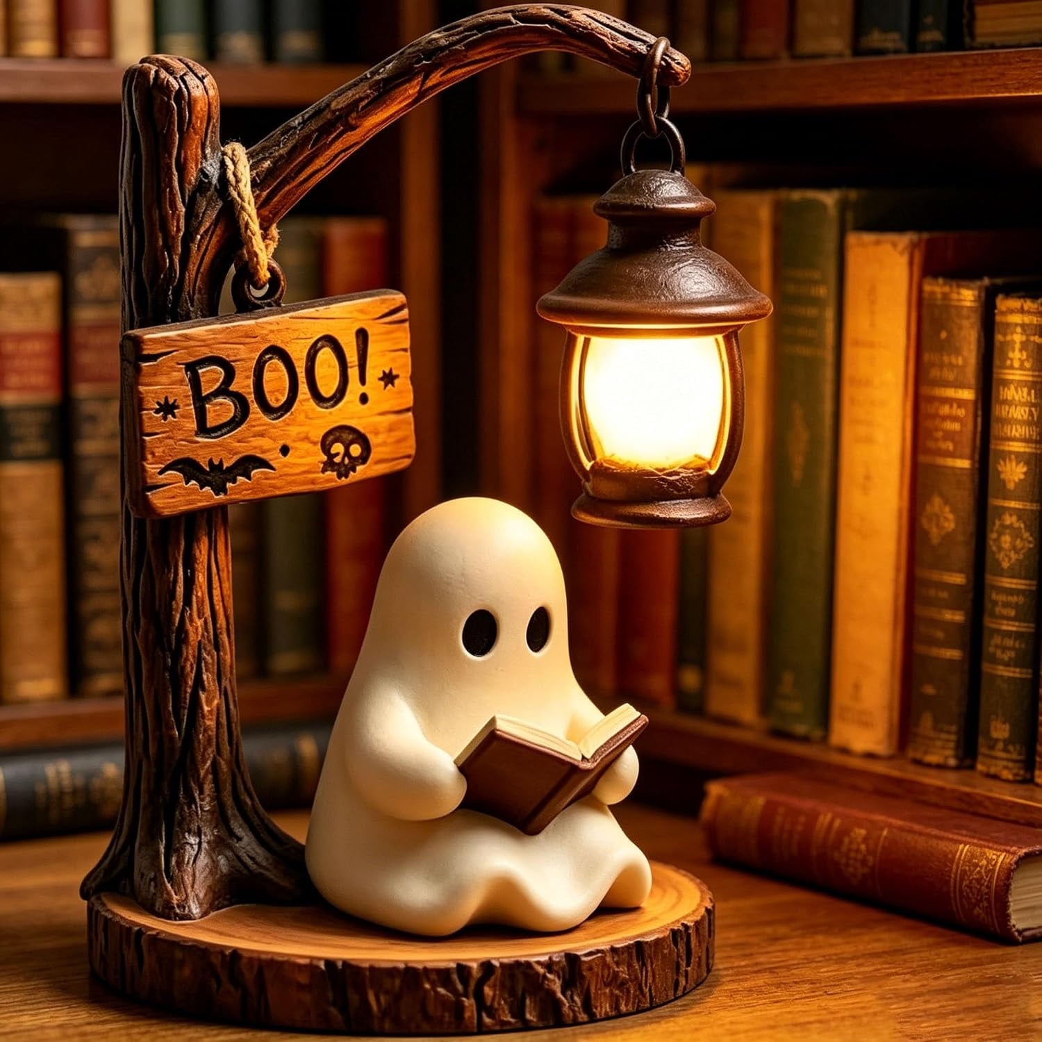 Clearance Halloween Ghost Bubble Bath Lamp, Cute Bathtub Ghost Night Lights for Halloween Decor, Reading Books Nightlight, Halloween Decorations for Indoor Readers & Book Lover Desk Home Party Gifts