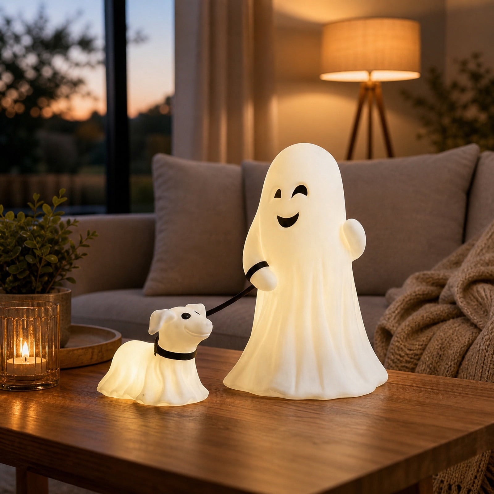 YZEGDCH Halloween 3D Ghost Campfire Flickering Night Light 2 Funny Roasting Marshmallows at Campfire LED Electric Faux Flameless Campfire Nightlight Funny Halloween Decor
