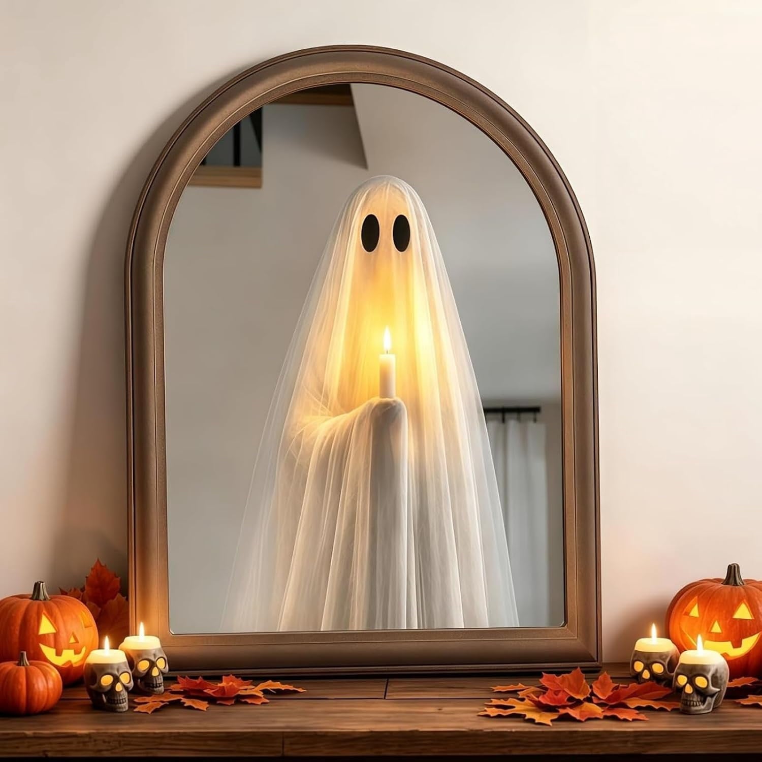Clearance Martha Ghost Mirror! Halloween Decorations Indoor Gifts, LED Ghost Mirror Hologram,Spooky Gothic Decor,Haunted Mirror Halloween Decorations,Vintage Wall Decor for Living Room Fireplace