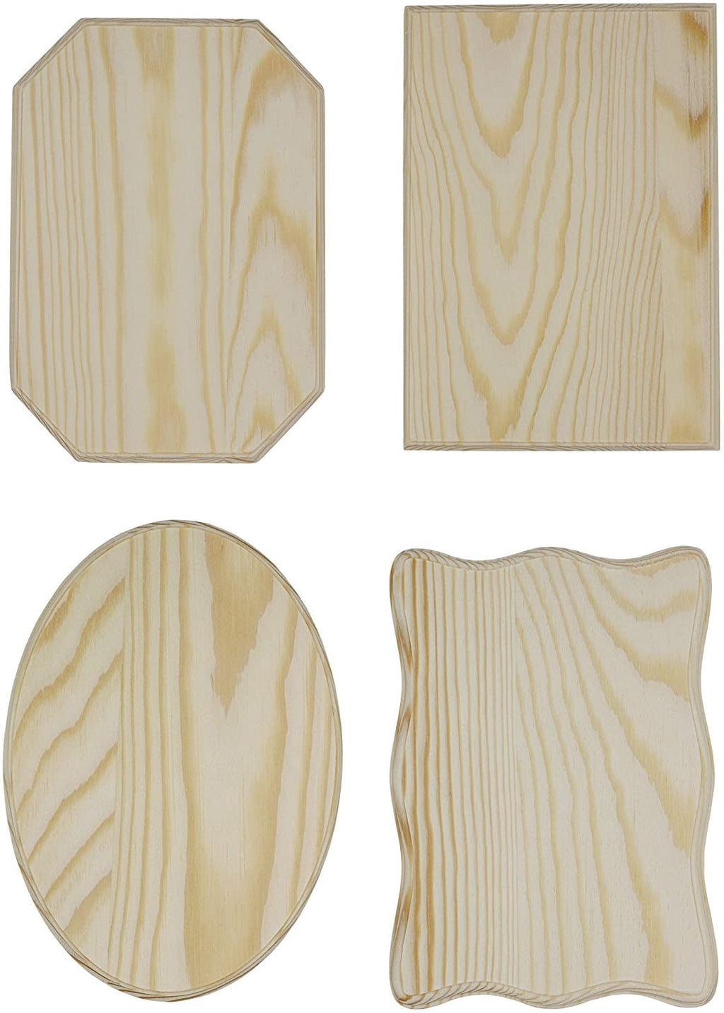 Creative Hobbies Unfinished Wood Plaques, 6.5 Inch x 4.5 Inch, 4 Assorted Shapes