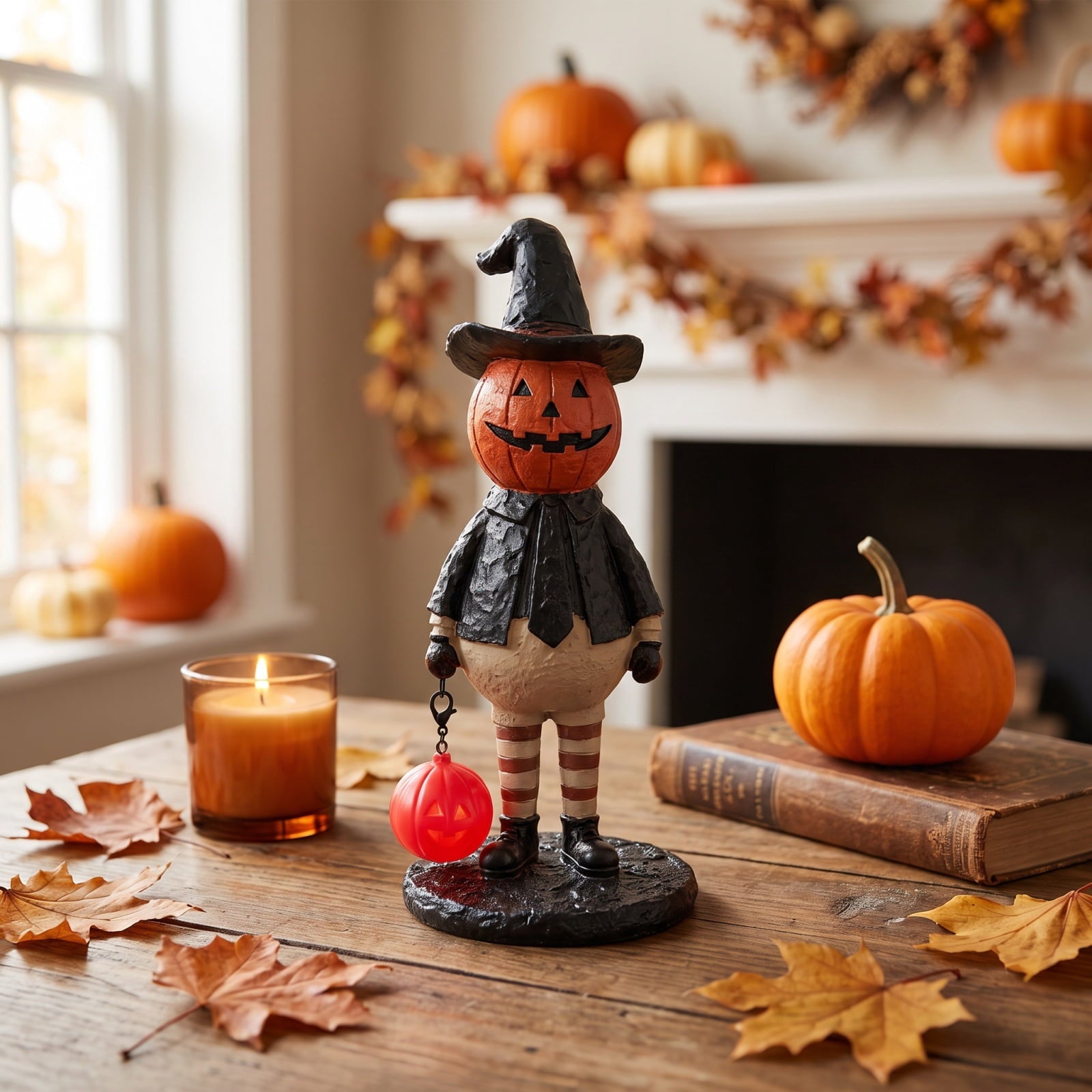 Artificial Snowman Blow Mold Christmas Decoration with LED Lights Classic Winter Character Figurine for Halloween Porch and Mantel, 12 Inch