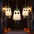 DAYBETTER 3 Pack Halloween Hanging Ghosts Light Up Decor, LED Ghost with Witch Hat Cute Lighted Ornaments for Indoor Outdoor Yard Patio Porch Tree Spooky Decor Gifts