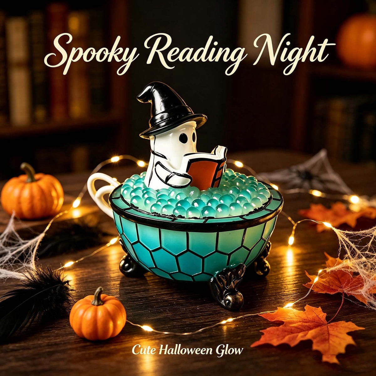 Diceymbol Halloween Decorations and Fall Decor, Halloween Venue Decoration Ghost Props LED Illuminated Ghost Decorations for Tabletop, Mantel, Shelf Indoor Outdoor 9.05 inch