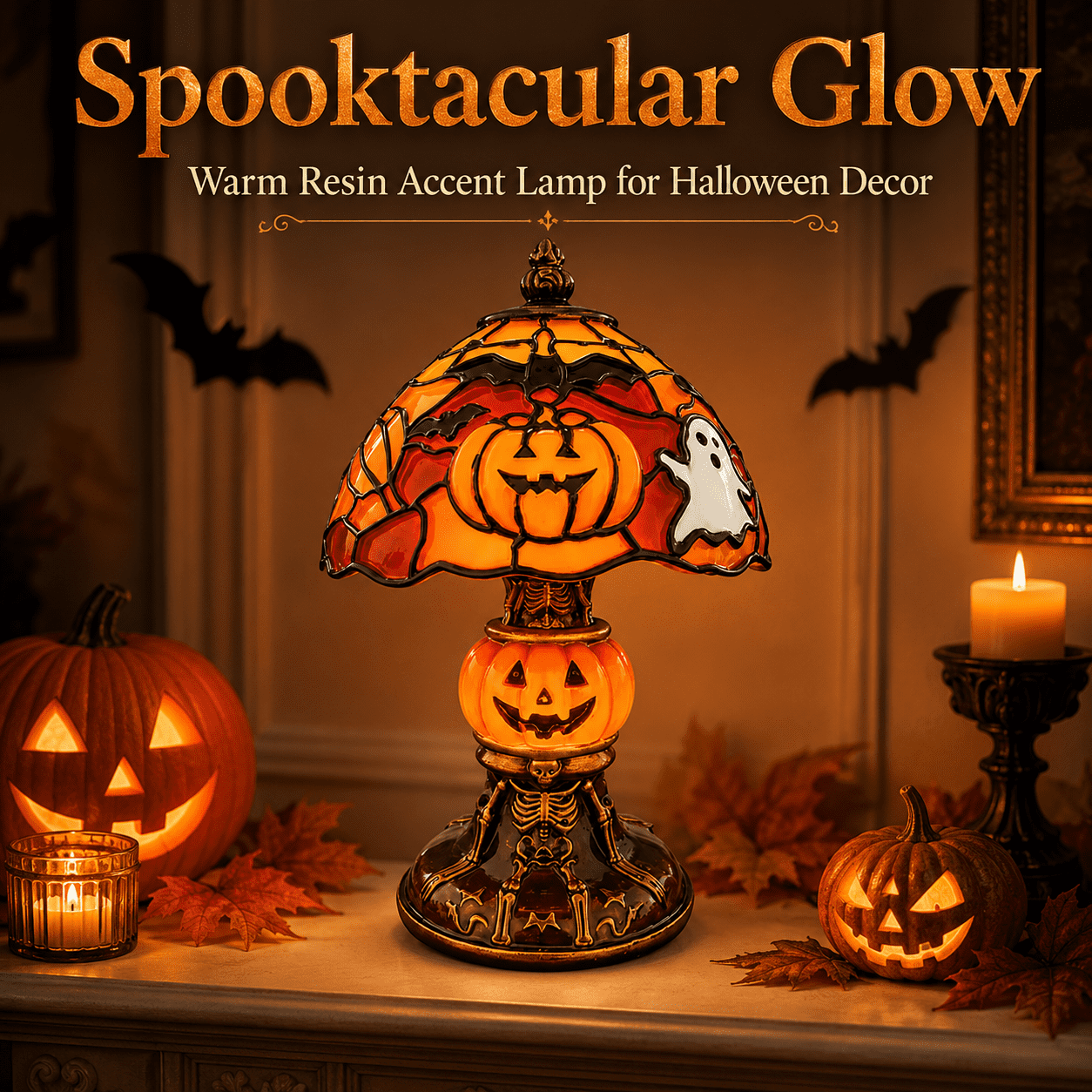 Diceymbol Halloween Decorations and Fall Decor, Halloween Venue Decoration Ghost Props LED Illuminated Ghost Decorations for Tabletop, Mantel, Shelf Indoor Outdoor 9.05 inch