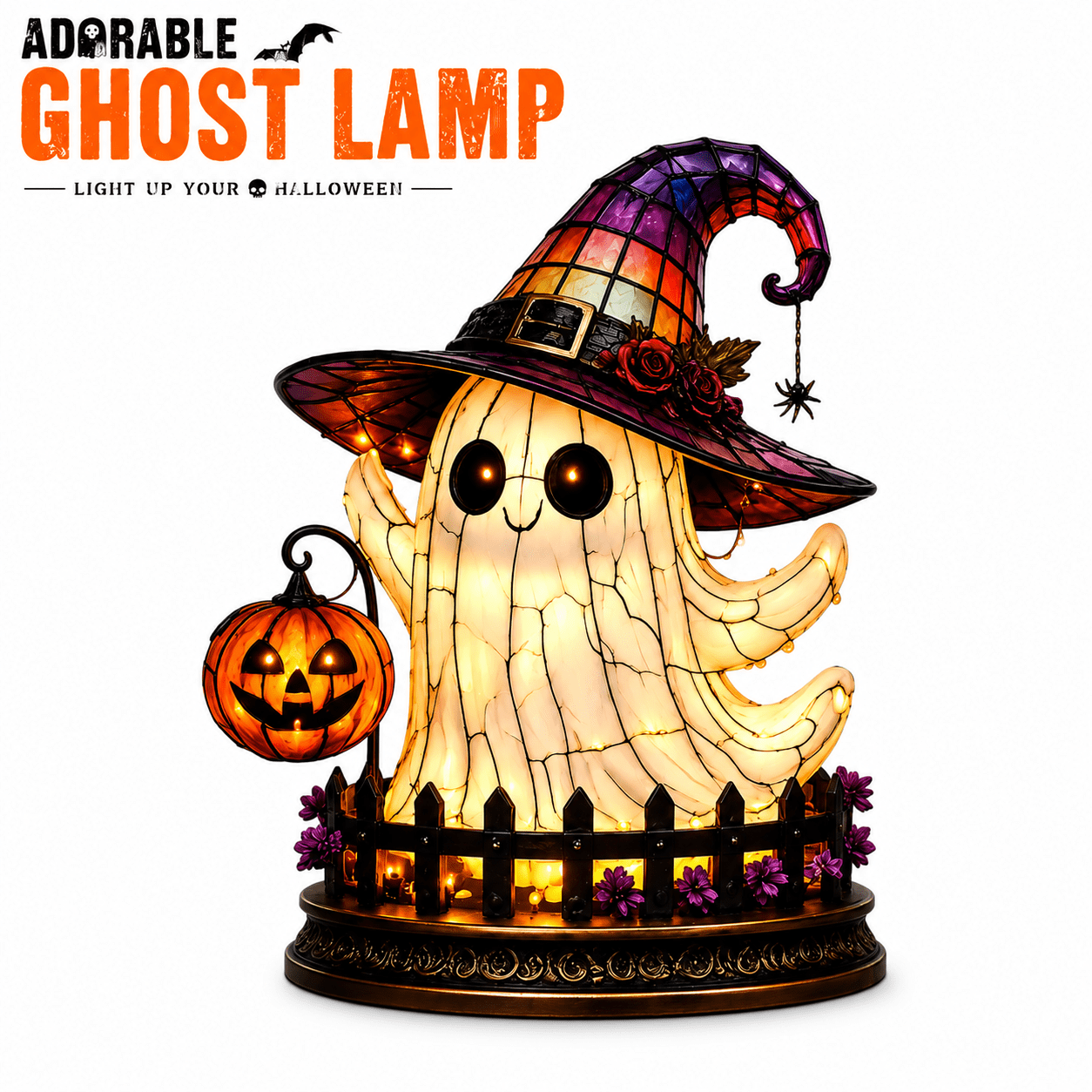 Diceymbol Halloween Decorations and Fall Decor, Halloween Venue Decoration Ghost Props LED Illuminated Ghost Decorations for Tabletop, Mantel, Shelf Indoor Outdoor 9.05 inch