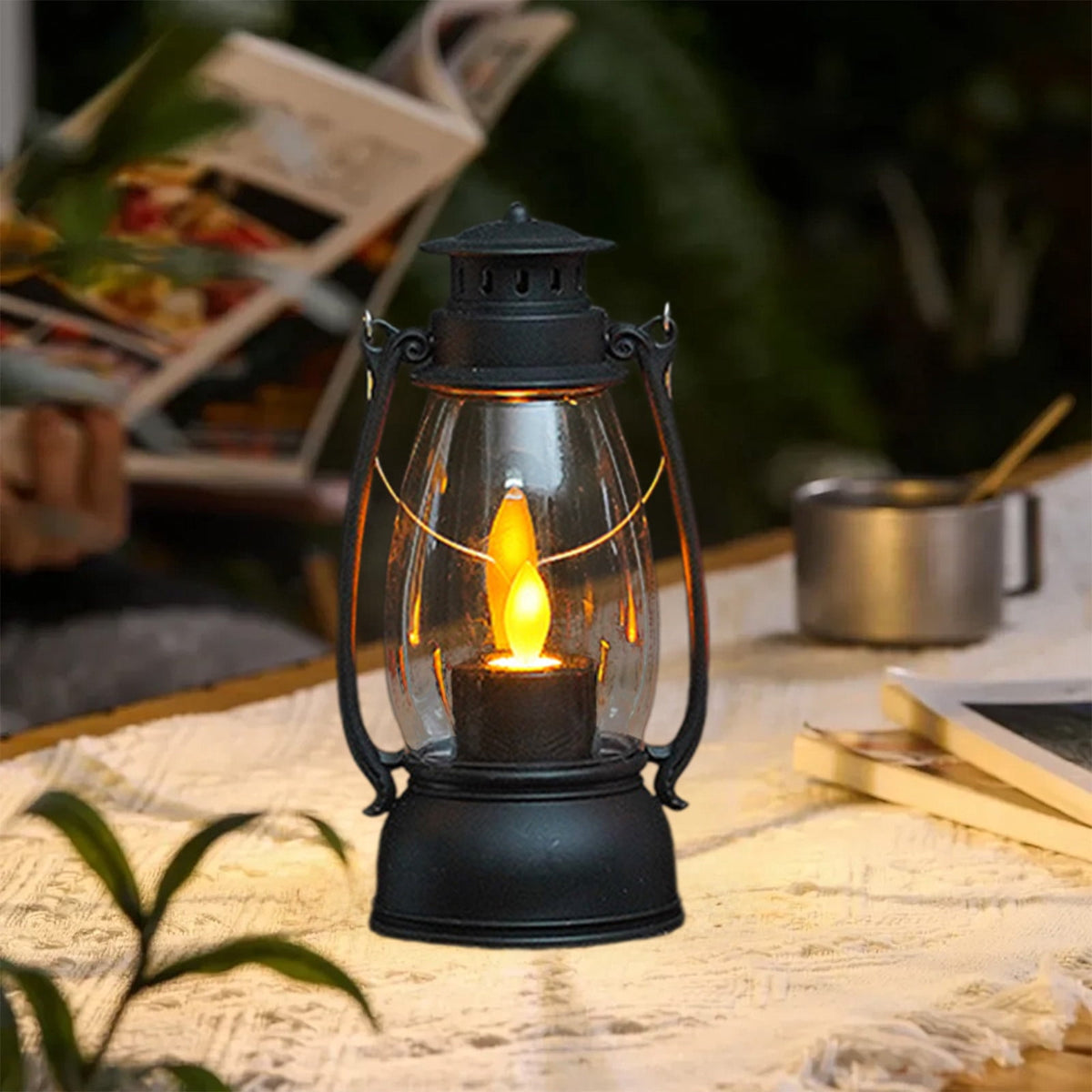 Diceymbol Vintage LED Candle Lantern Battery Operated Flickering Flame Light with Handle for Indoor/Outdoor, Old-Fashioned Colt Lamp Halloween Christmas Home Decor