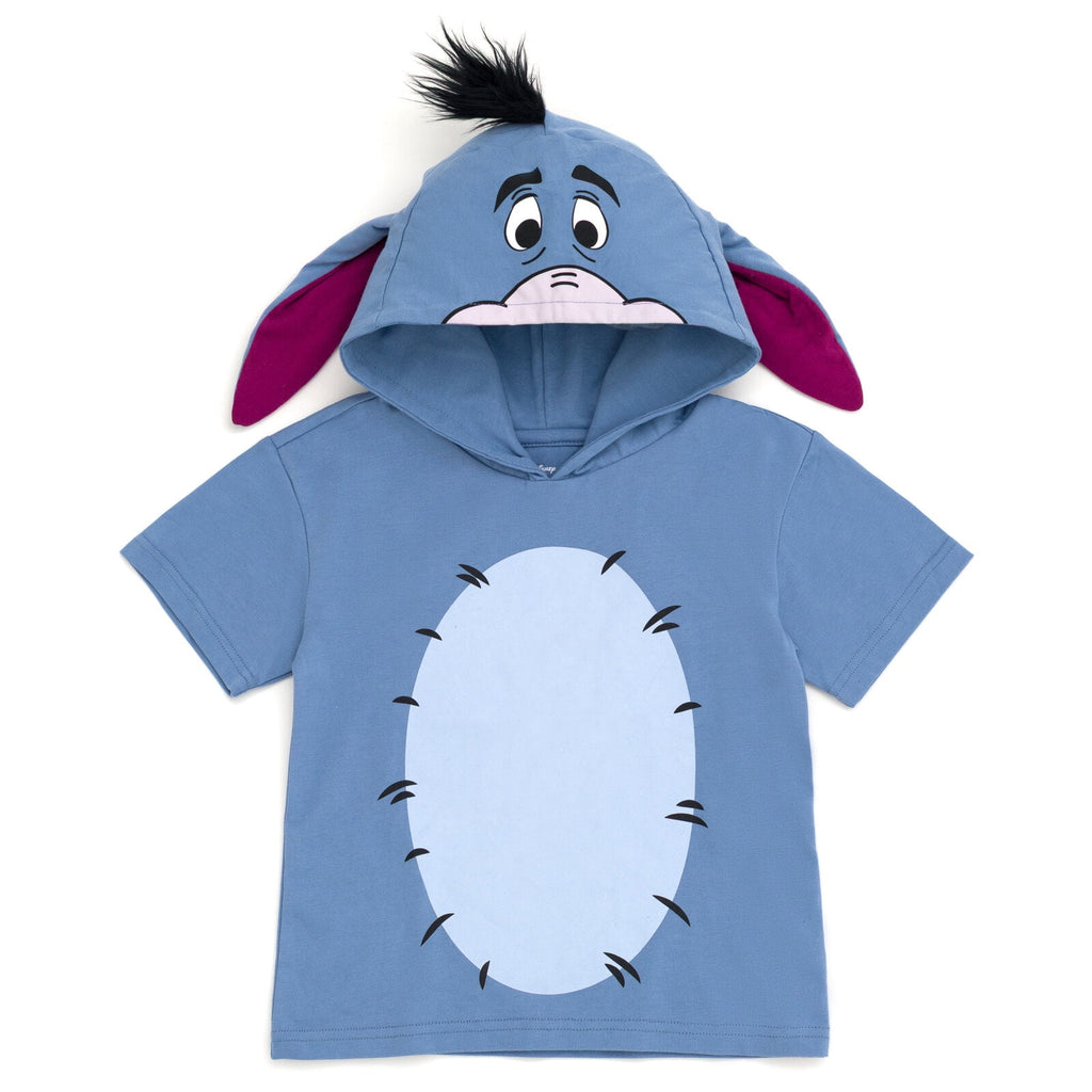 Disney Winnie the Pooh Little Boys' Cosplay Short Sleeve Hooded T-Shirt Eeyore Blue Grey