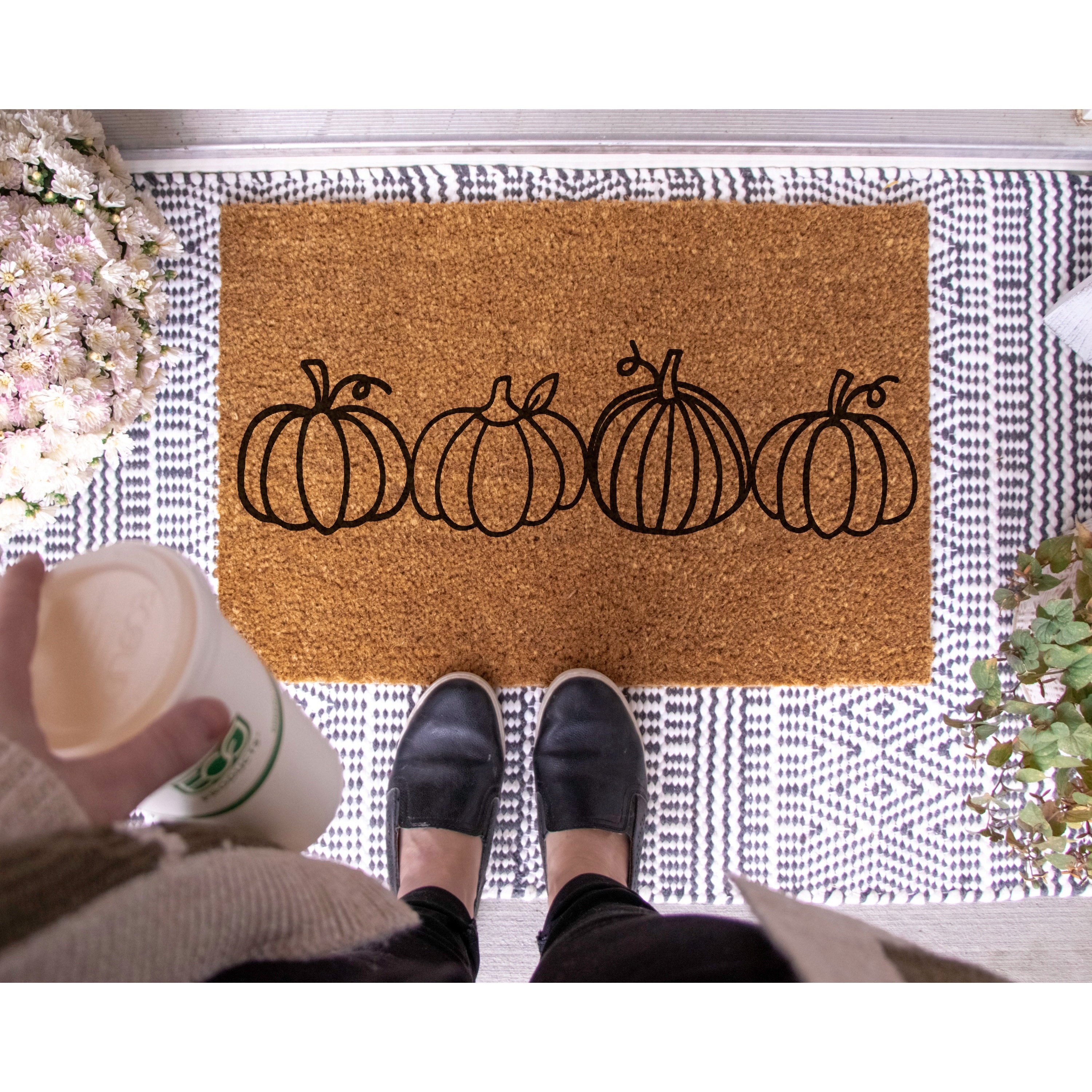 Doormat Pumpkins Halloween Cute Fall Welcome Mat Pumpkin Spooky Ca (18" x 30") #5567
