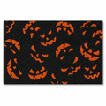 Doormat with Black and Orange Pumpkin Face Pattern, Durable Fiber Material for Outdoor Porch Front Door, Festive Halloween Decor,40 x 60 cm
