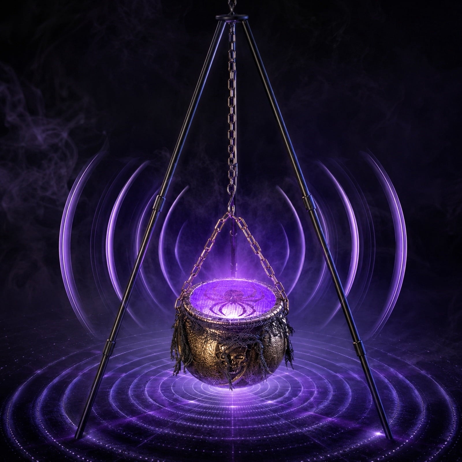EWASWON Halloween Cauldron with Lights and Sound, LED Light-Up Spooky Witch Brew Pot Decoration for Indoor Outdoor Home Mantel Kitchen Party