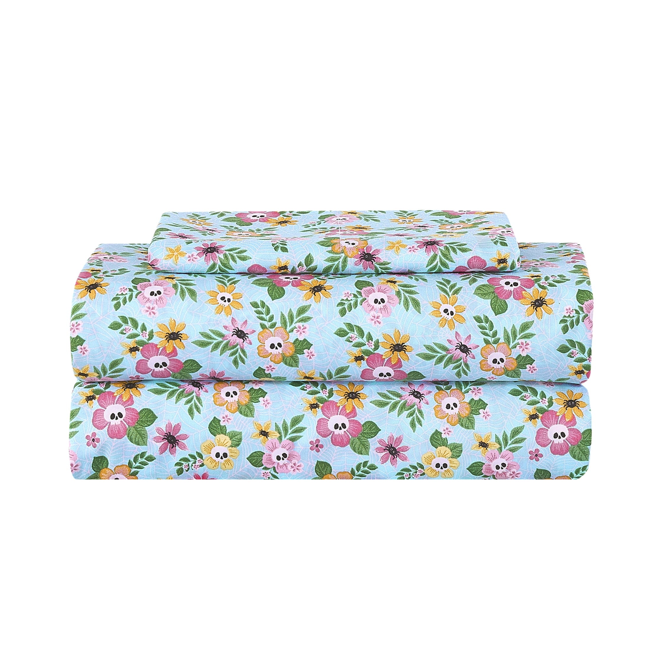 Summerween Crafted by Catherine Full 4-Piece Sheet Set, Black & White Nautical Ghosts
