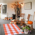 Fall Outdoor Rug Orange Plaid Doormat Autumn Front Door Rug Farmhouse Entryway Porch Layered Carpet Seasonal Halloween Thanksgiving Decorative Floor Mat Indoor Outdoor Home Entrance Decor