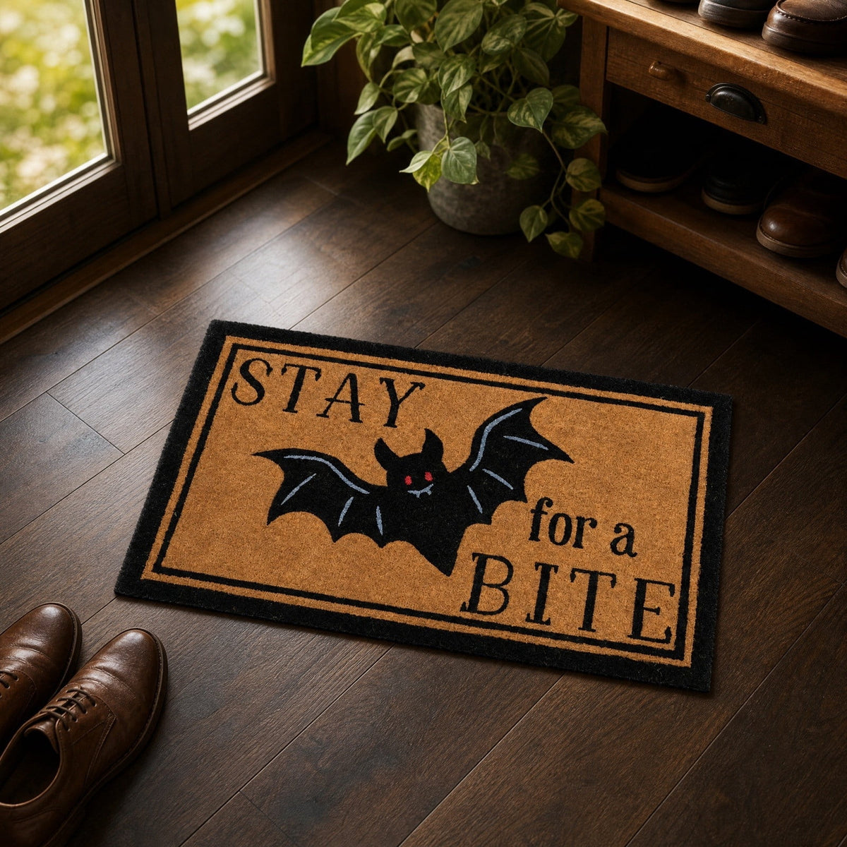 Fall Pumpkin Coir Doormat, Oh My Gourd Anti-Slip Front Door Mat Vintage Harvest Thanksgiving Halloween Entryway Floor Rug