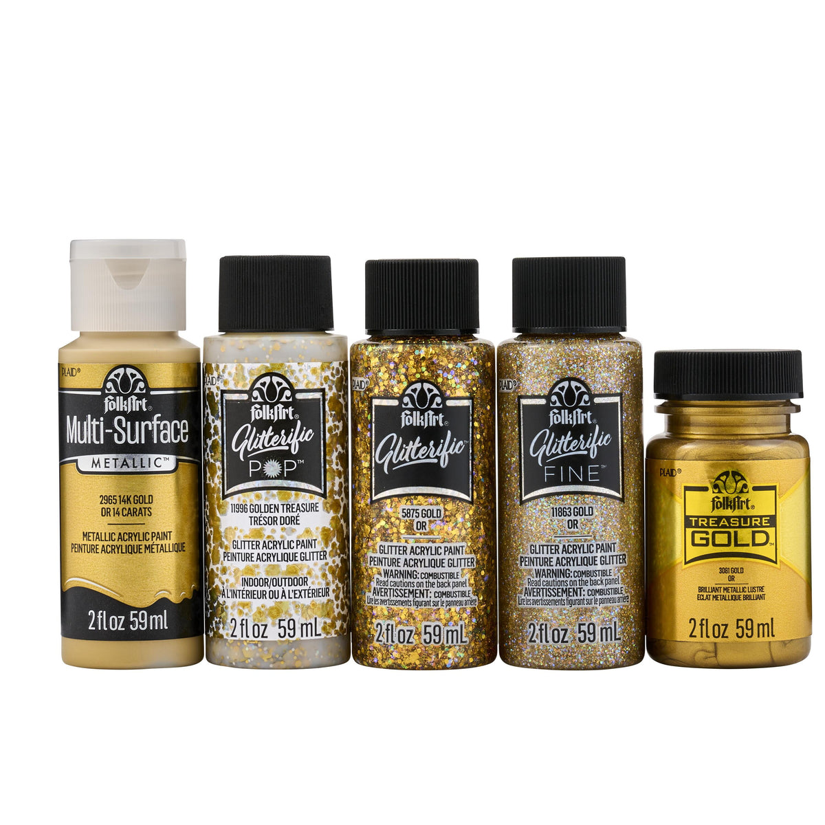 FolkArt Best of Golds Acrylic Craft Paint Set Featuring 5 Premium Gold Paint Formulas