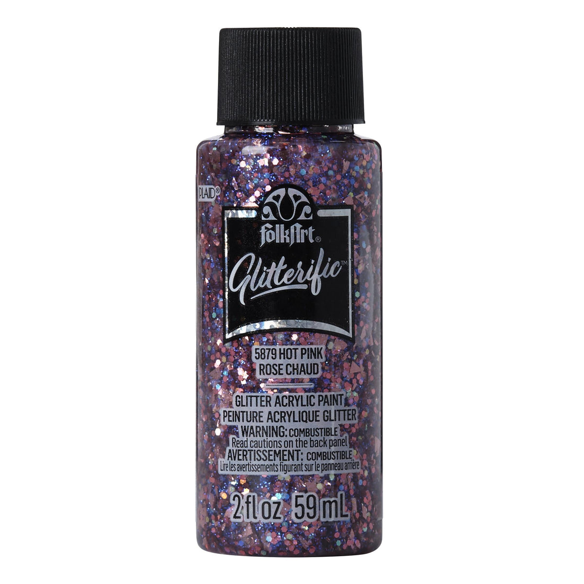 FolkArt Glitterific Acrylic Craft Paint, Glitter Finish, Hologram, 2 fl oz