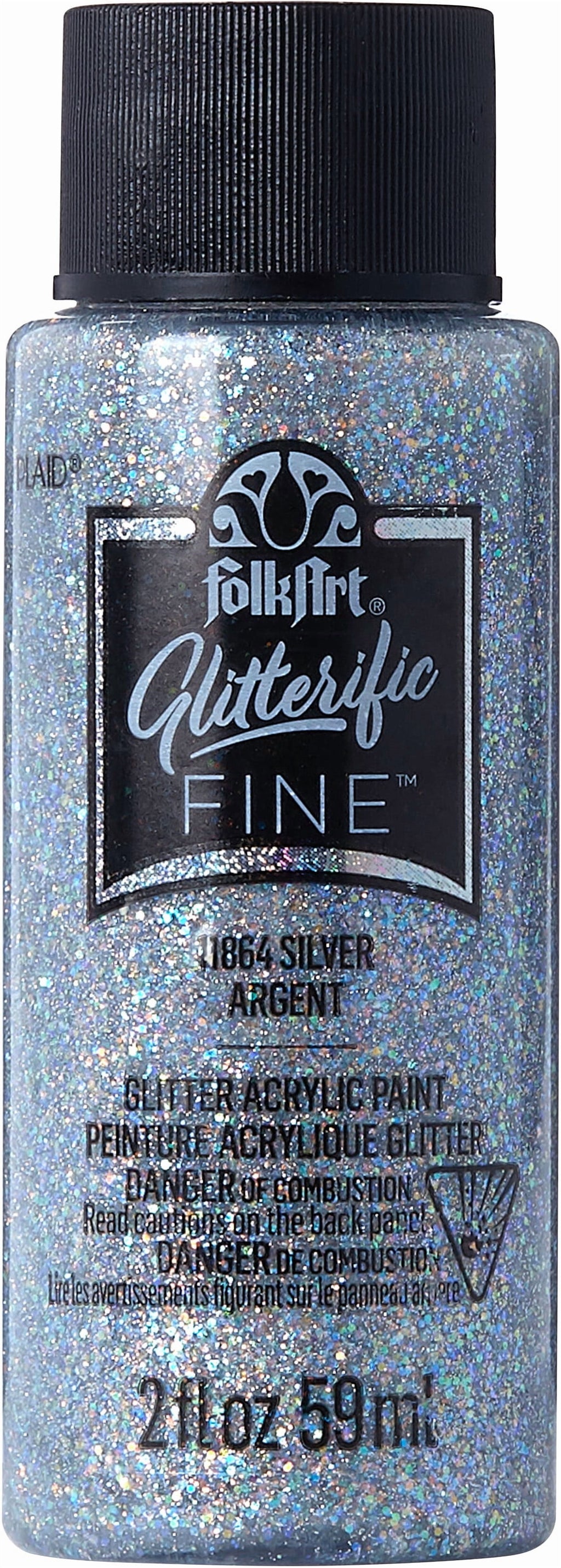 FolkArt Glitterific Fine Acrylic Craft Paint, Silver, 2 fl oz