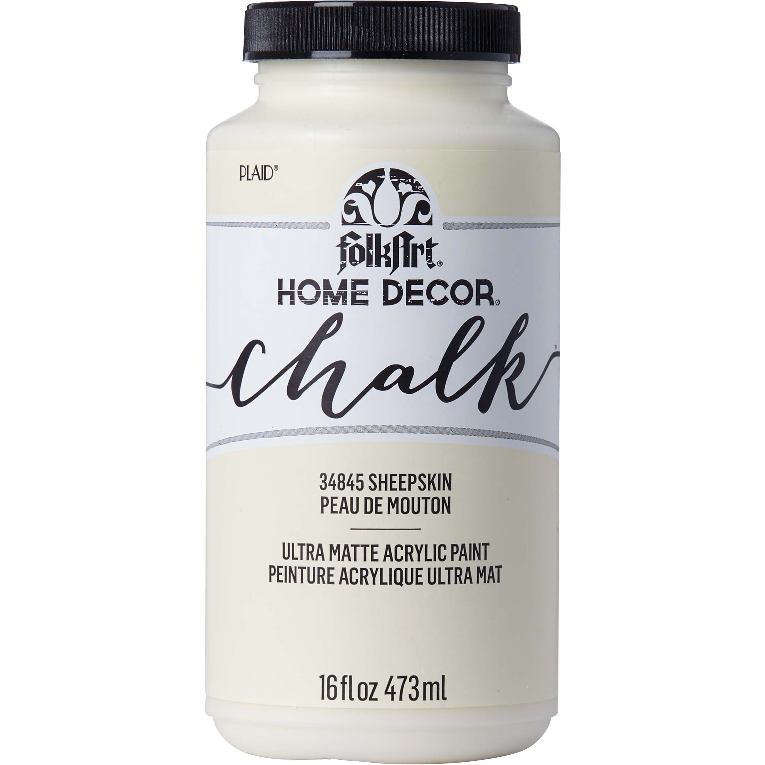 FolkArt Home Décor Chalk Acrylic Craft Paint, Rich Black, Ultra Matte Finish, 16 fl oz