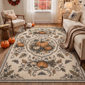 GENIMO 5'x7' Halloween Area Rug for Living Room, Washable Non Slip Soft Farmhouse Pumpkin Indoor Rug for Bedroom Dining Room Home Office, Vintage Sepia