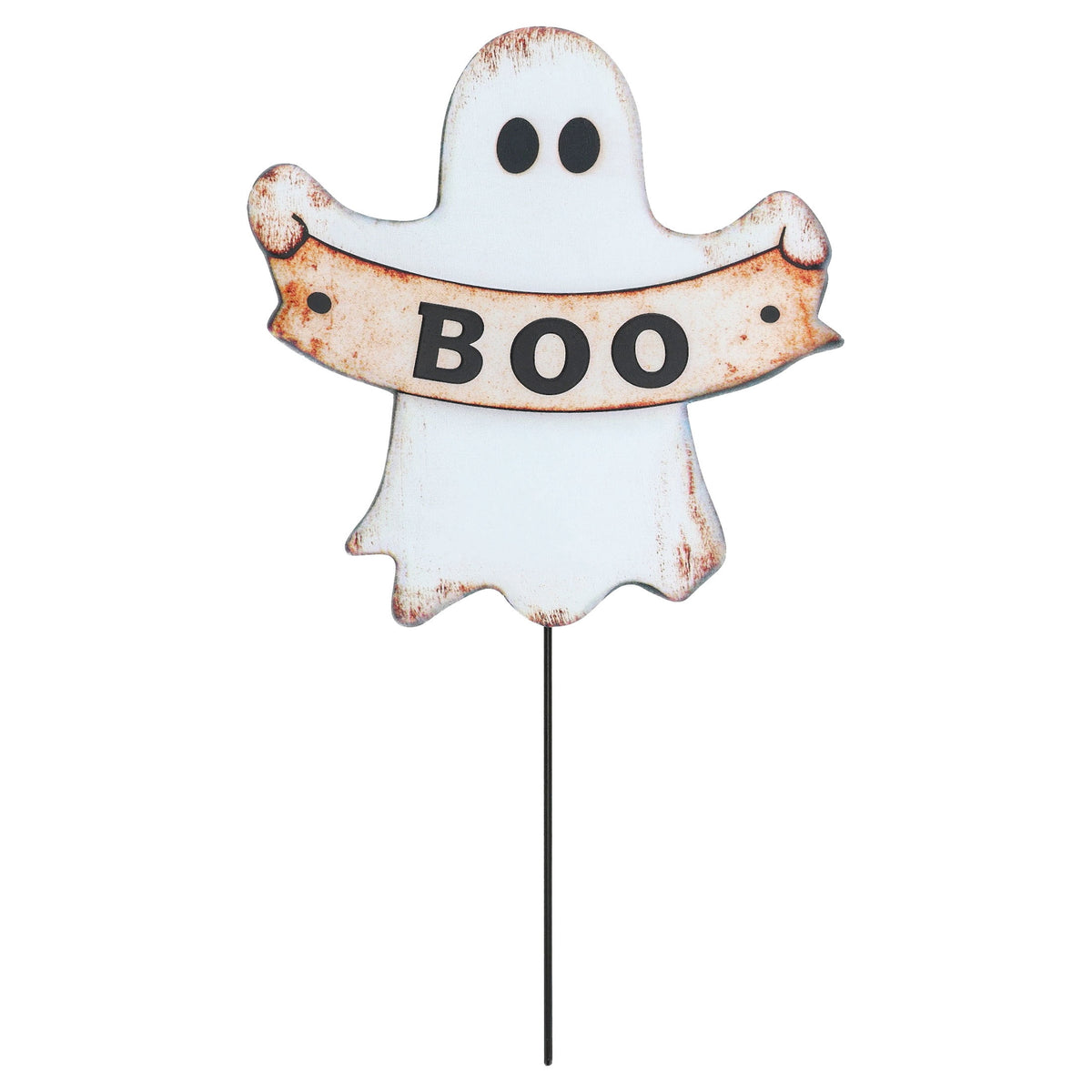 Metal Ghost Yard Stake Decoration, Black and White, 18", Halloween by Way To Celebrate
