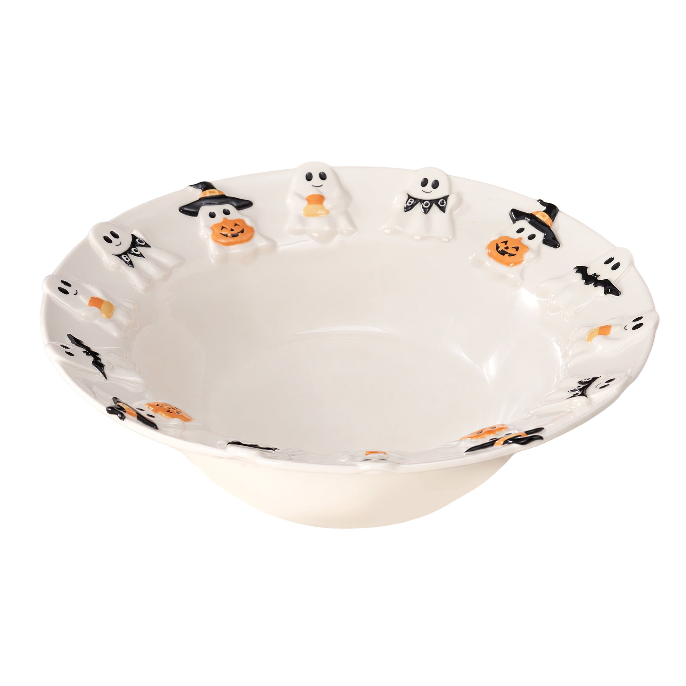 Way To Celebrate Halloween Ghost Ceramic Stoneware Serving Bowl, White