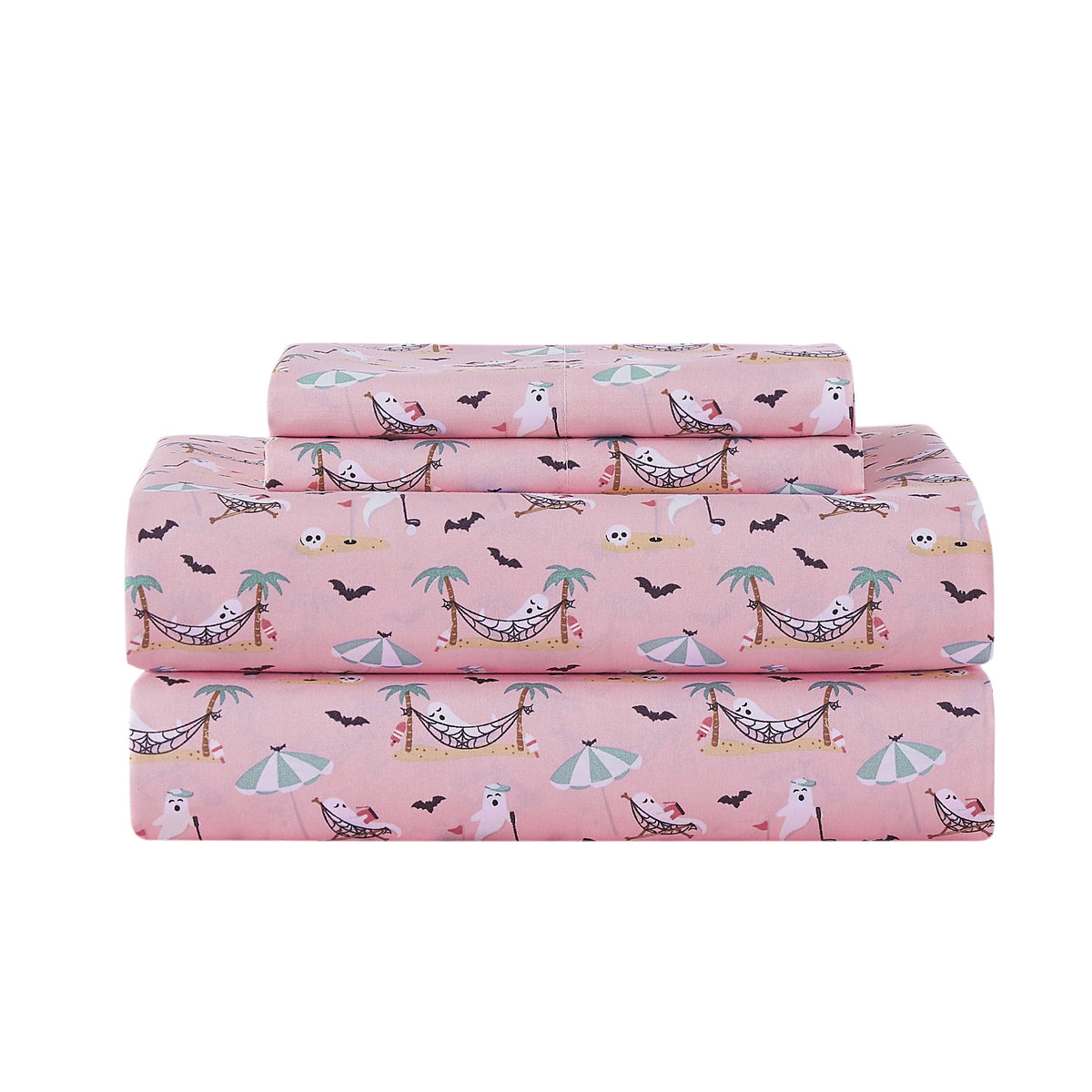 Summerween Crafted by Catherine Full 4-Piece Sheet Set, Black & White Nautical Ghosts