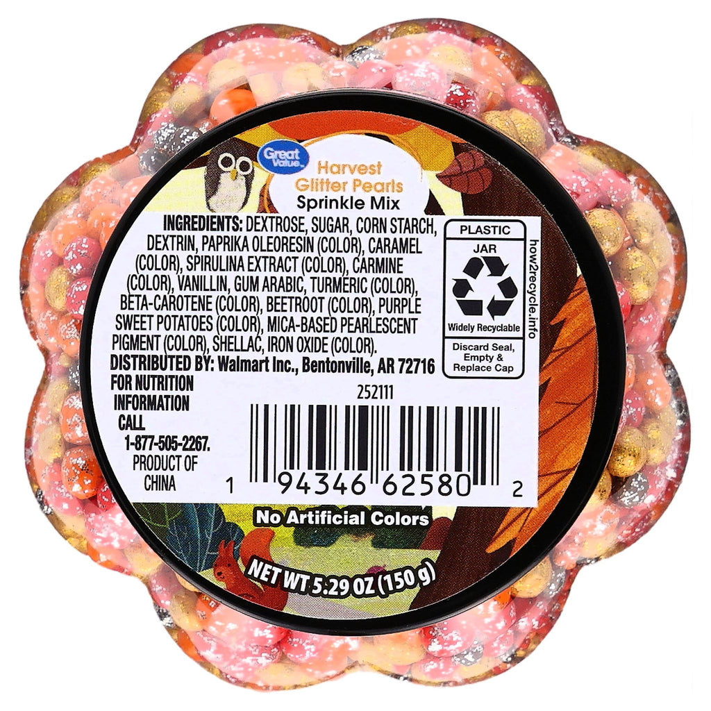 Great Value Harvest Glitter Pearls Decorating Sprinkle Mix, 5.29 oz