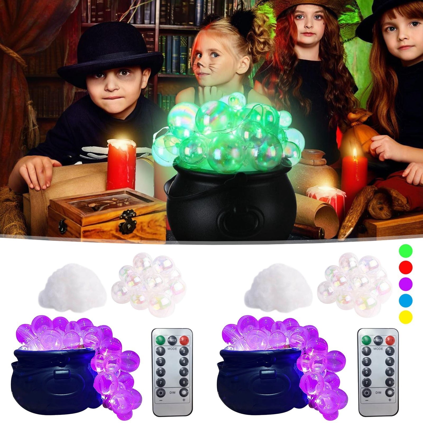 Muecwrye Halloween Decorations Outdoor, Halloween Clearance! Halloween Witches Cauldron with Lights, DIY Bubbling Cauldron Set Decor for Home Porch Outside, Halloween Party Supplies( Without Tripod)