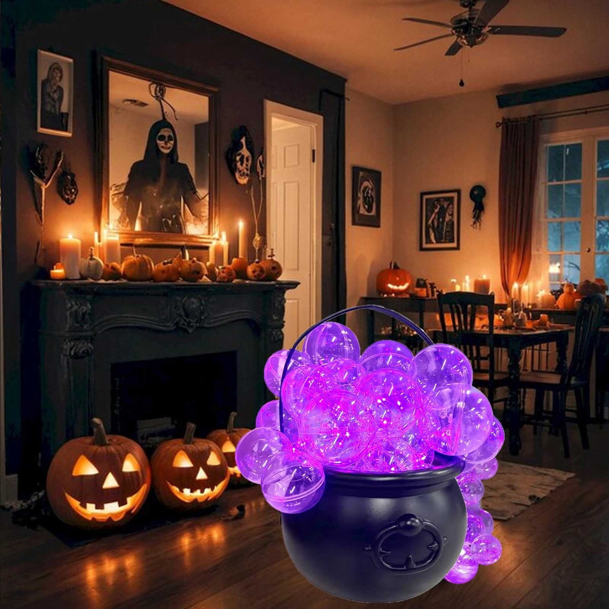 Muecwrye Halloween Decorations Outdoor, Halloween Clearance! Halloween Witches Cauldron with Lights, DIY Bubbling Cauldron Set Decor for Home Porch Outside, Halloween Party Supplies( Without Tripod)