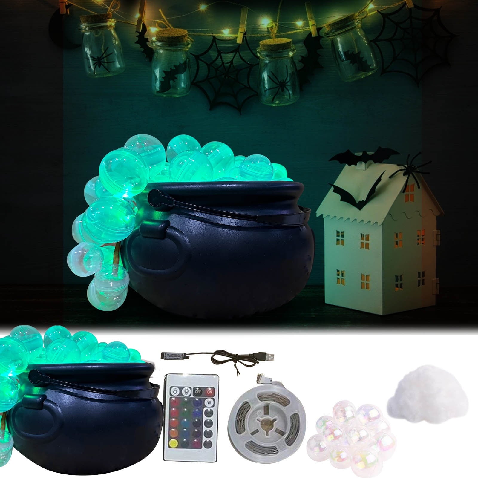 Muecwrye Halloween Decorations Outdoor, Halloween Clearance! Halloween Witches Cauldron with Lights, DIY Bubbling Cauldron Set Decor for Home Porch Outside, Halloween Party Supplies( Without Tripod)