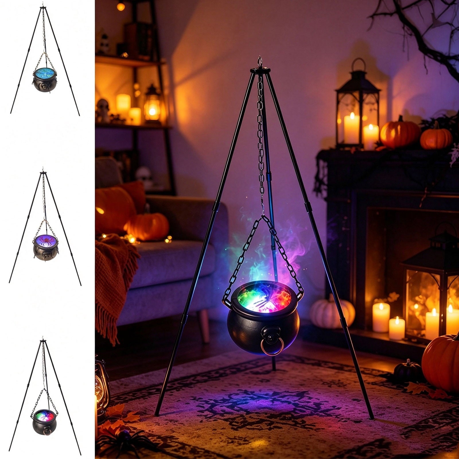 Muecwrye Halloween Decorations Outdoor, Halloween Clearance! Halloween Witches Cauldron with Lights, DIY Bubbling Cauldron Set Decor for Home Porch Outside, Halloween Party Supplies( Without Tripod)