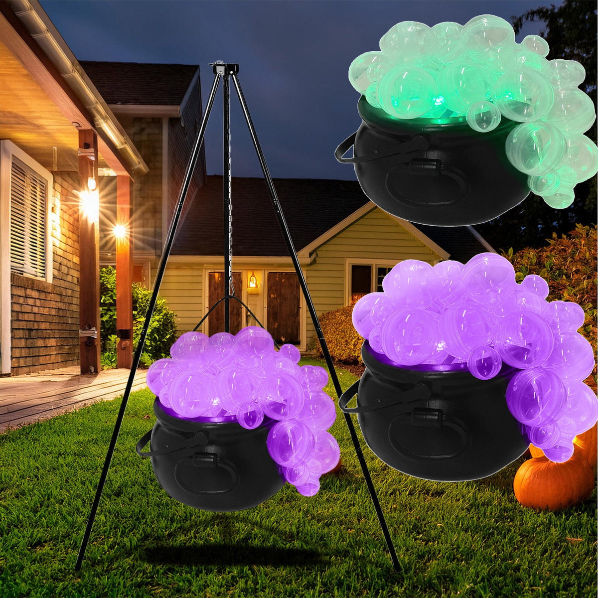 Muecwrye Halloween Decorations Outdoor, Halloween Clearance! Halloween Witches Cauldron with Lights, DIY Bubbling Cauldron Set Decor for Home Porch Outside, Halloween Party Supplies( Without Tripod)