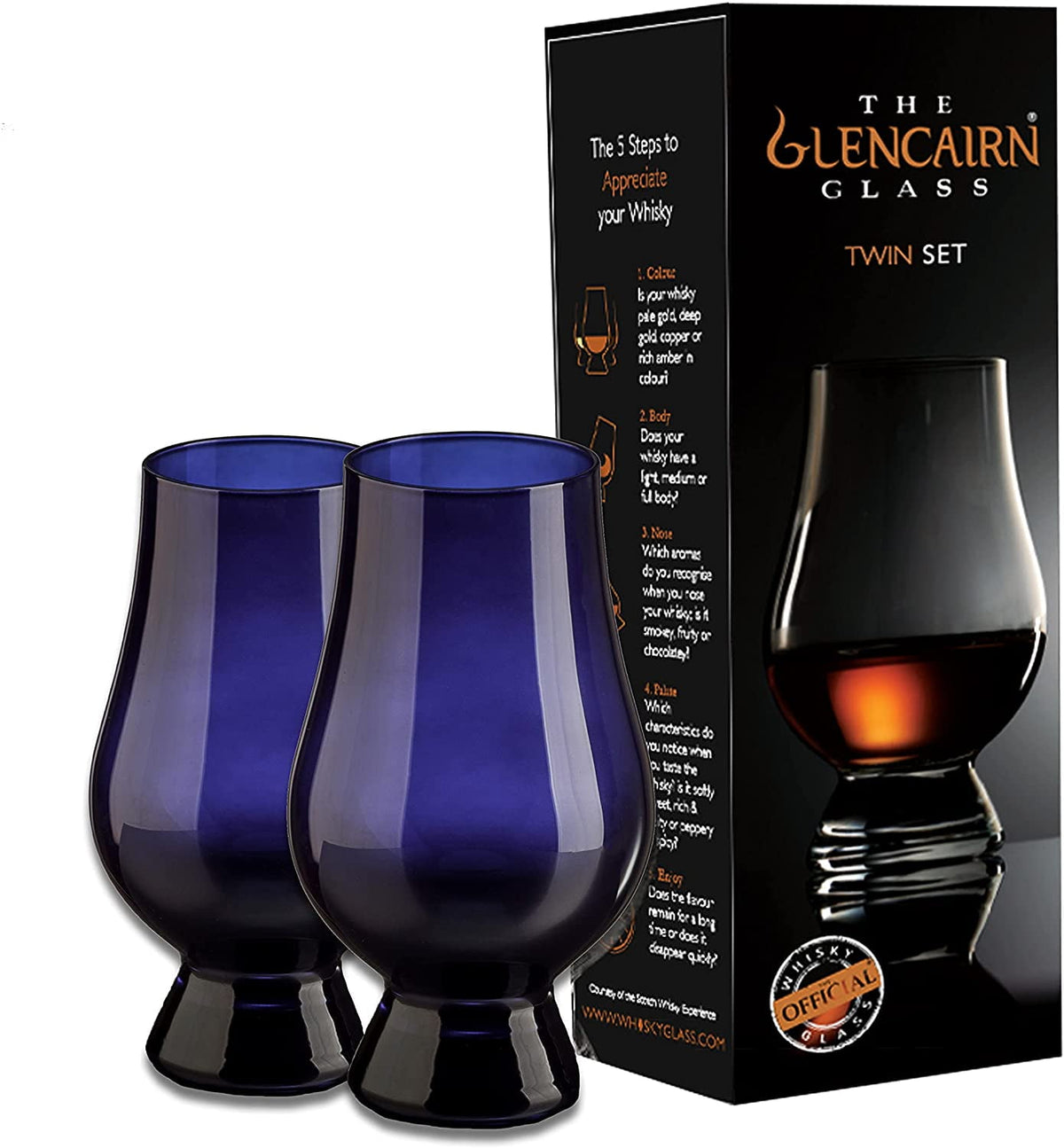Glencairn Official Blind Tasting Crystal Whiskey Glass BLACK, (Set of 2) Gift Box