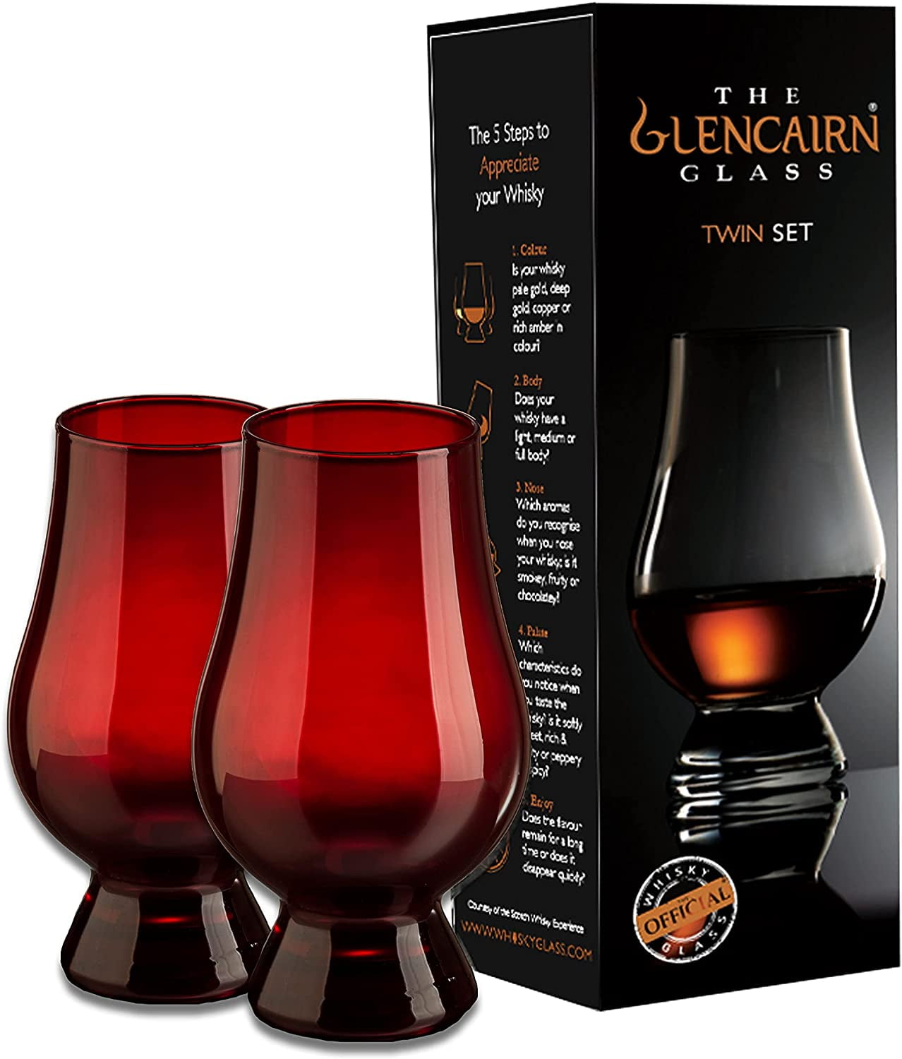 Glencairn Official Blind Tasting Crystal Whiskey Glass BLACK, (Set of 2) Gift Box