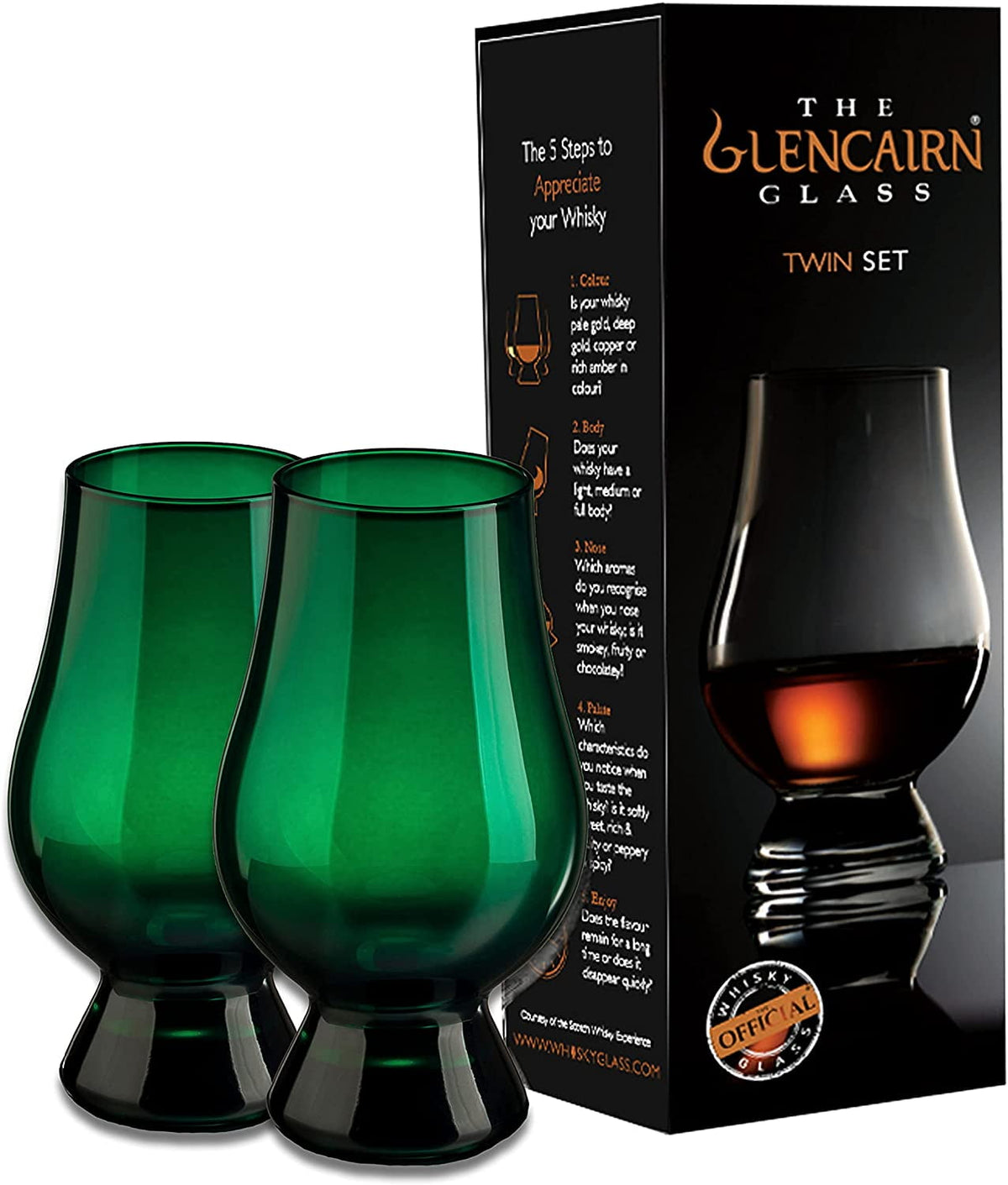 Glencairn Official Blind Tasting Crystal Whiskey Glass BLACK, (Set of 2) Gift Box
