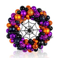 Godance 16 Inch Halloween Ball Wreath for Front Door, Halloween Wreath with Fake Pumpkins Spider, Shatterproof Treat-or-Trick Front Door Wreaths, Purple/Black Ball Ornament for Wall Front Door