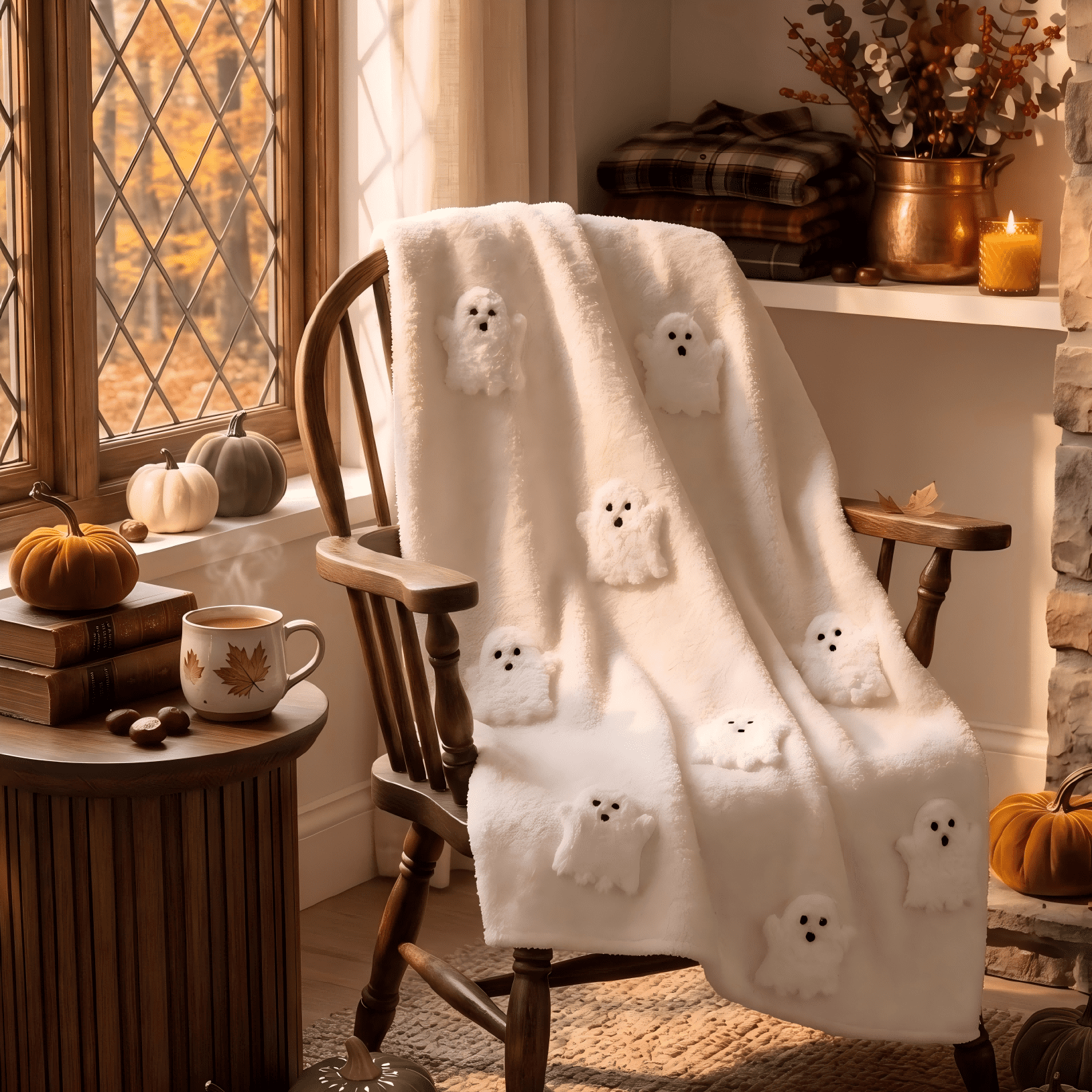 Guvpev Halloween Flannel Throw Blanket, 39.4" x 27.6" Soft Plush 3D Pumpkin Printed Decorative Blanket for Couch, Bed, Travel, Living Room, Cozy Fall Holiday Home Accent