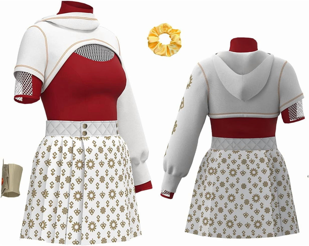 Guvpev Women Nova Bright Costume, Zombies 4 Costumes, Dawn of the Vampires Nova Cheerleader Cosplay Costume, Mesh Top Skirt Hoodies Wrist Prop Full Set Outfits, Halloween Fancy Dress Costumes