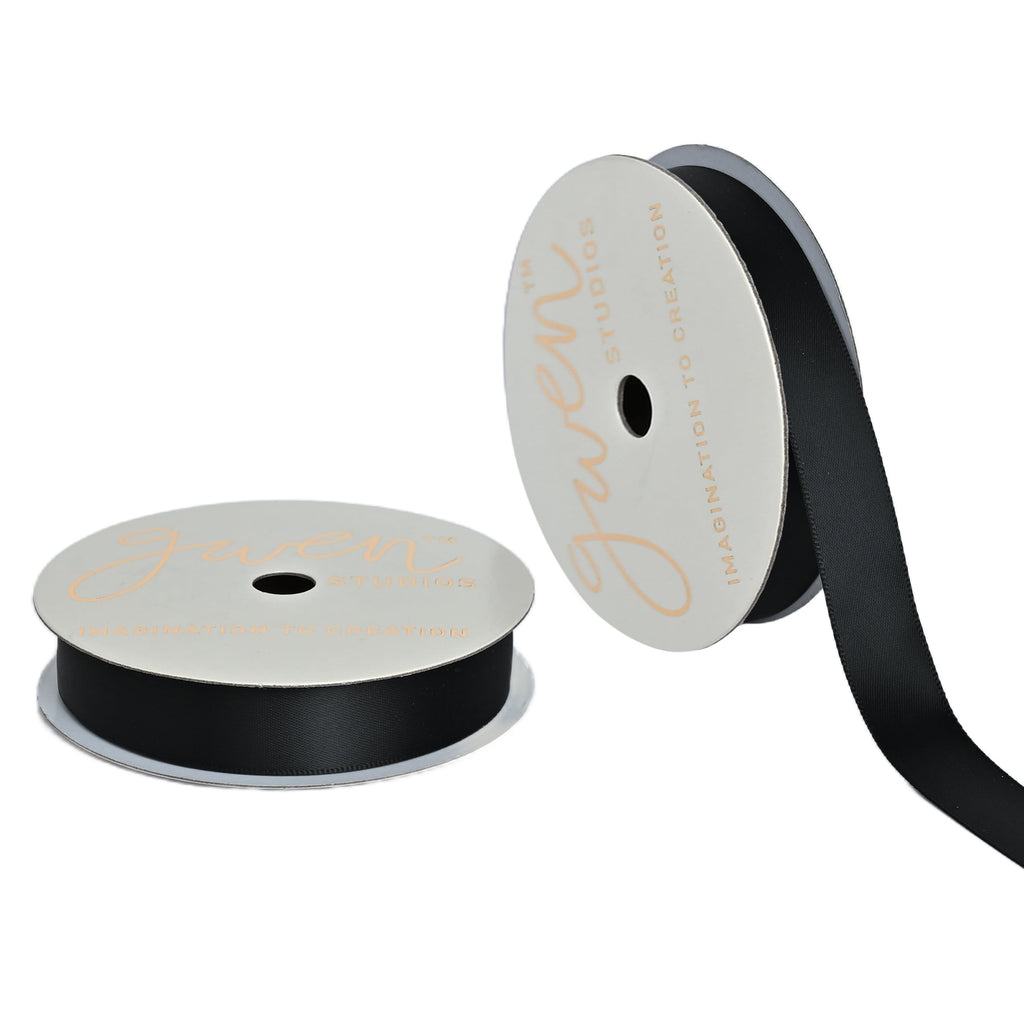 Gwen Studios 5/8" Black Satin Ribbon, 7 Yards