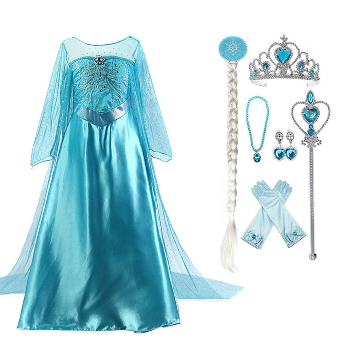 HAWEE Girls Princess Dress Costume with Long Cape - Luxury Sequin Halloween Dress up
