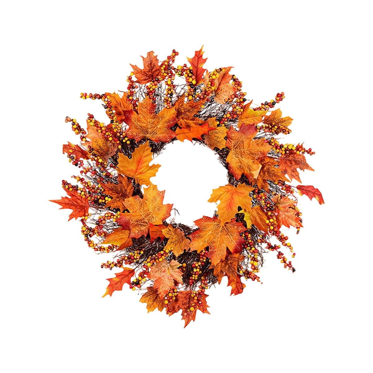 HOARBOEG Autumn Harvest Sunflower Wreath, Artificial Pumpkin Maple Leaf Fall Wreath for Front Door, 21.65 in Thanksgiving Wall Hanging Decor, Outdoor Indoor Harvest Decor