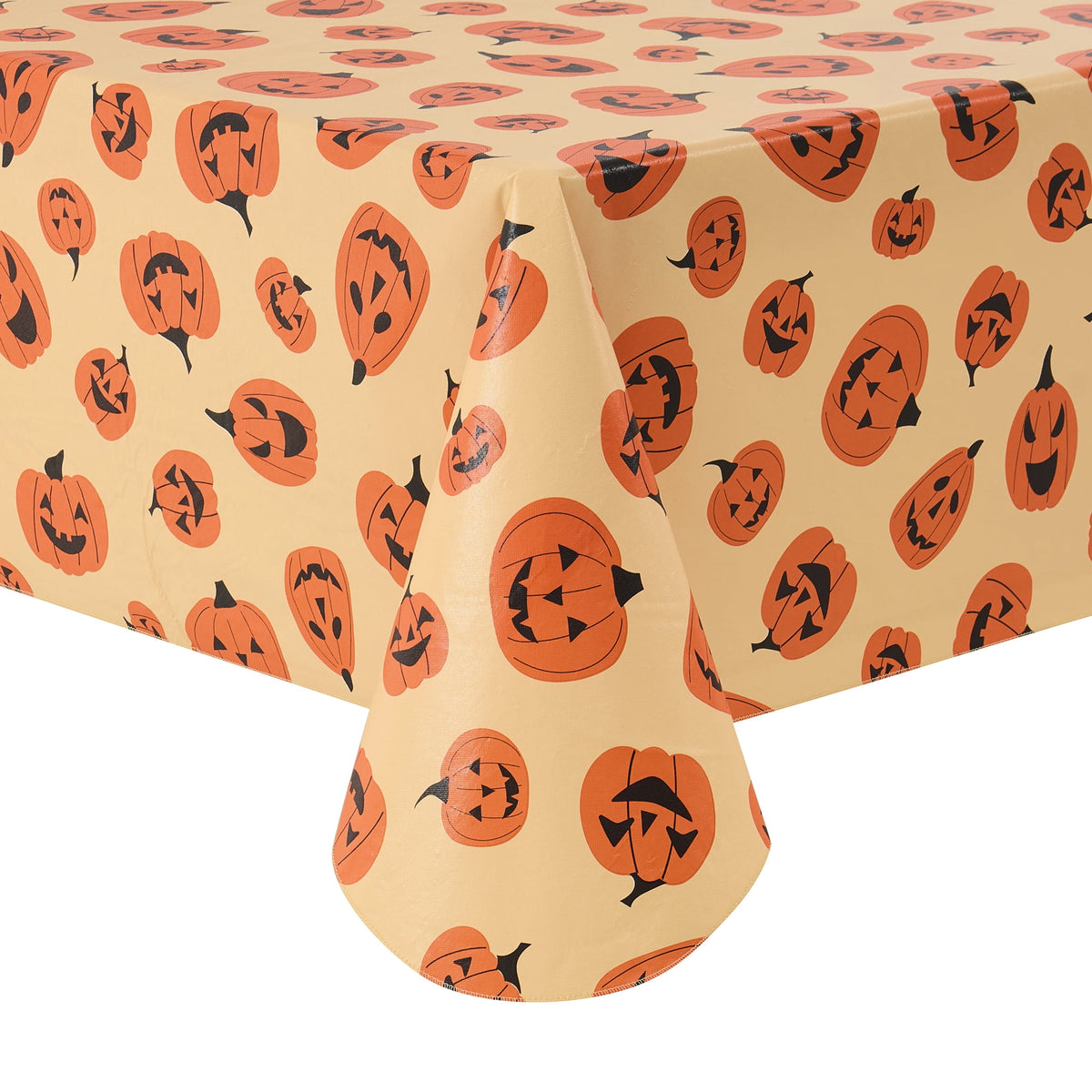 Way To Celebrate Halloween PEVA Tablecloth, Indoor & Outdoor Table 60" x 102" - Pumpkin Toss