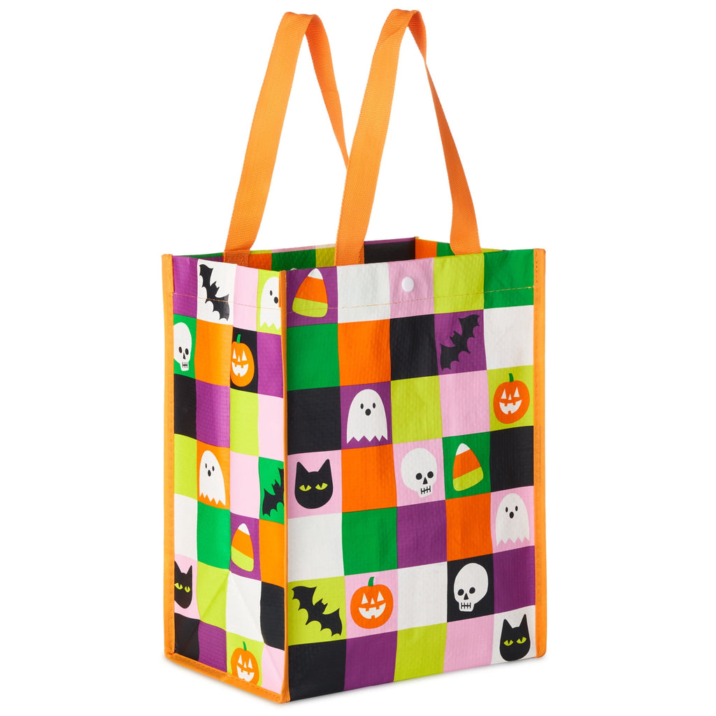 Hallmark Large Halloween Tote Bag (Ghosts, Candy Corn, Bats, Cats), 1 Count
