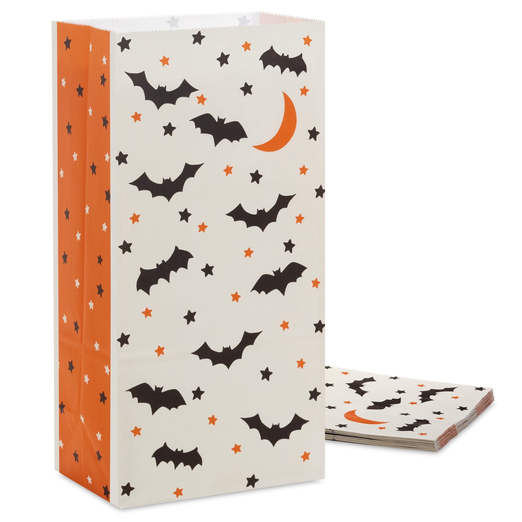 Hallmark Small Halloween Goodie Bags (Black Bat and Orange Star), 12 Count