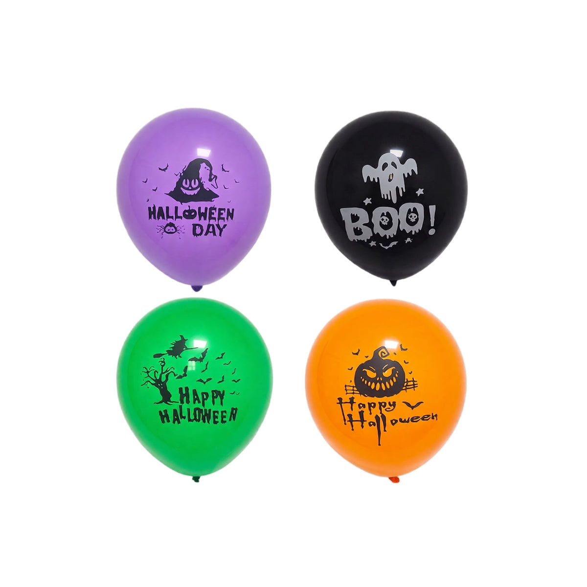 Halloween Balloons, Random Assorted Color Spooky Print, 100 Count Latex Decorations, for Halloween Party Indoor Outdoor Home Haunted House Trick or Treat Event Themed Celebration Decor Use