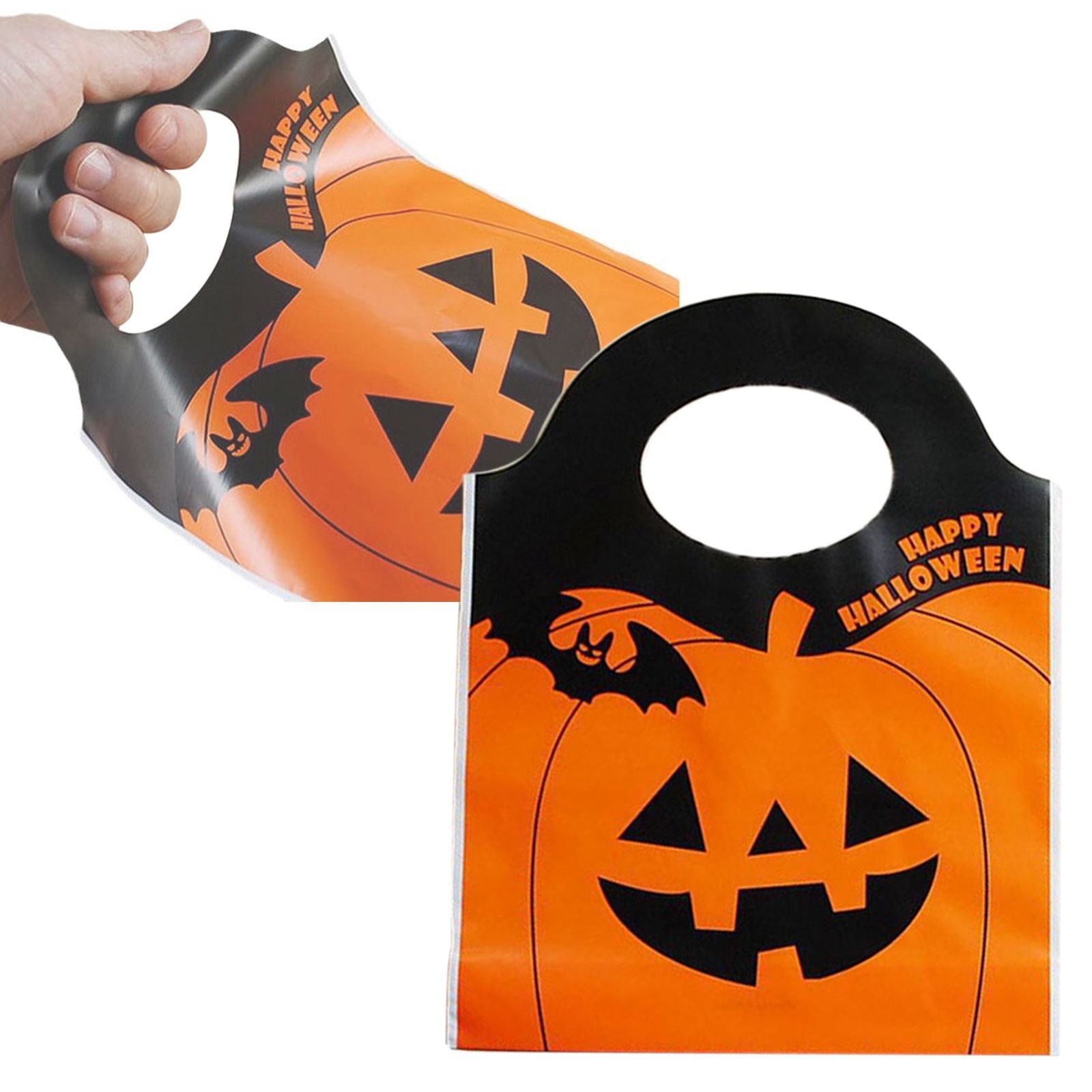 Halloween Treat Bags, Resealable Cellophane Bags, 50 Pcs Wrap Cellophane Treat Bags Party Favor Bags Candy Cookie Bags, Plastic Poly Goodie Storage Bags with Twist Ties for Halloween Party, 4.92x10.8"