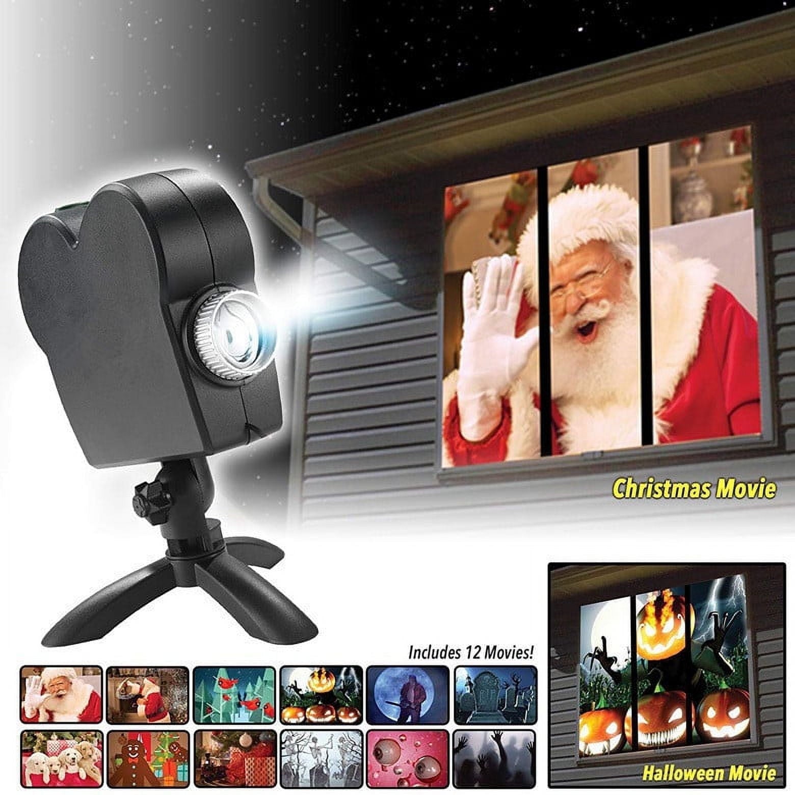 Halloween Christmas Projection Lights Holiday 12 Scenes Window Disco Lights