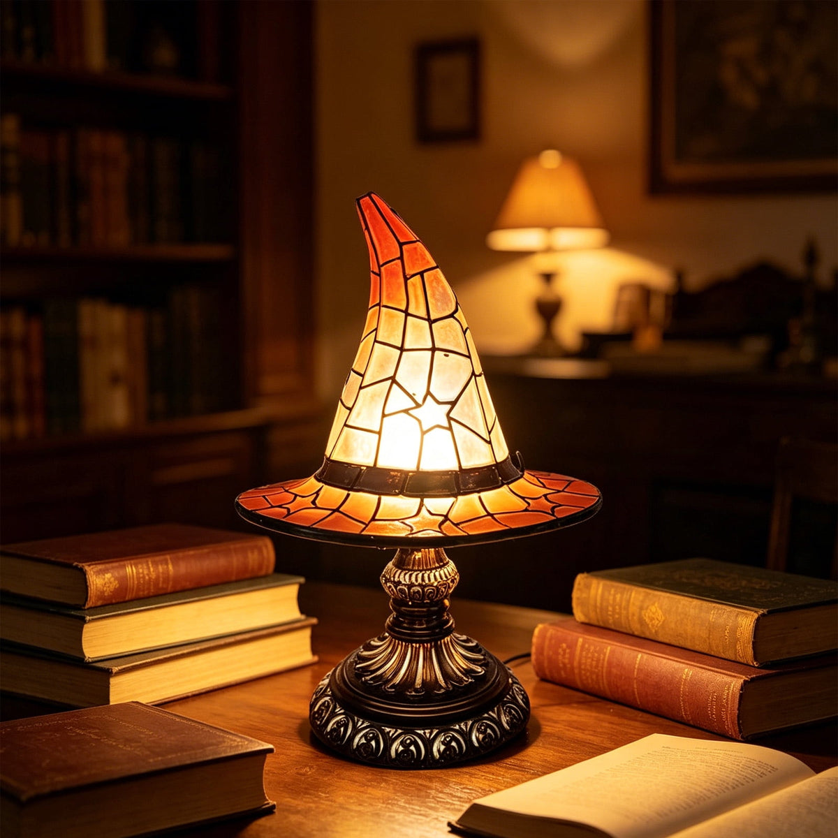 Halloween Decor Witch Hat Lamp, LED Halloween Night Light, Halloween Decorations Indoor, Witchy Decor for Shelf Mantel Table, Gothic Home Decoration