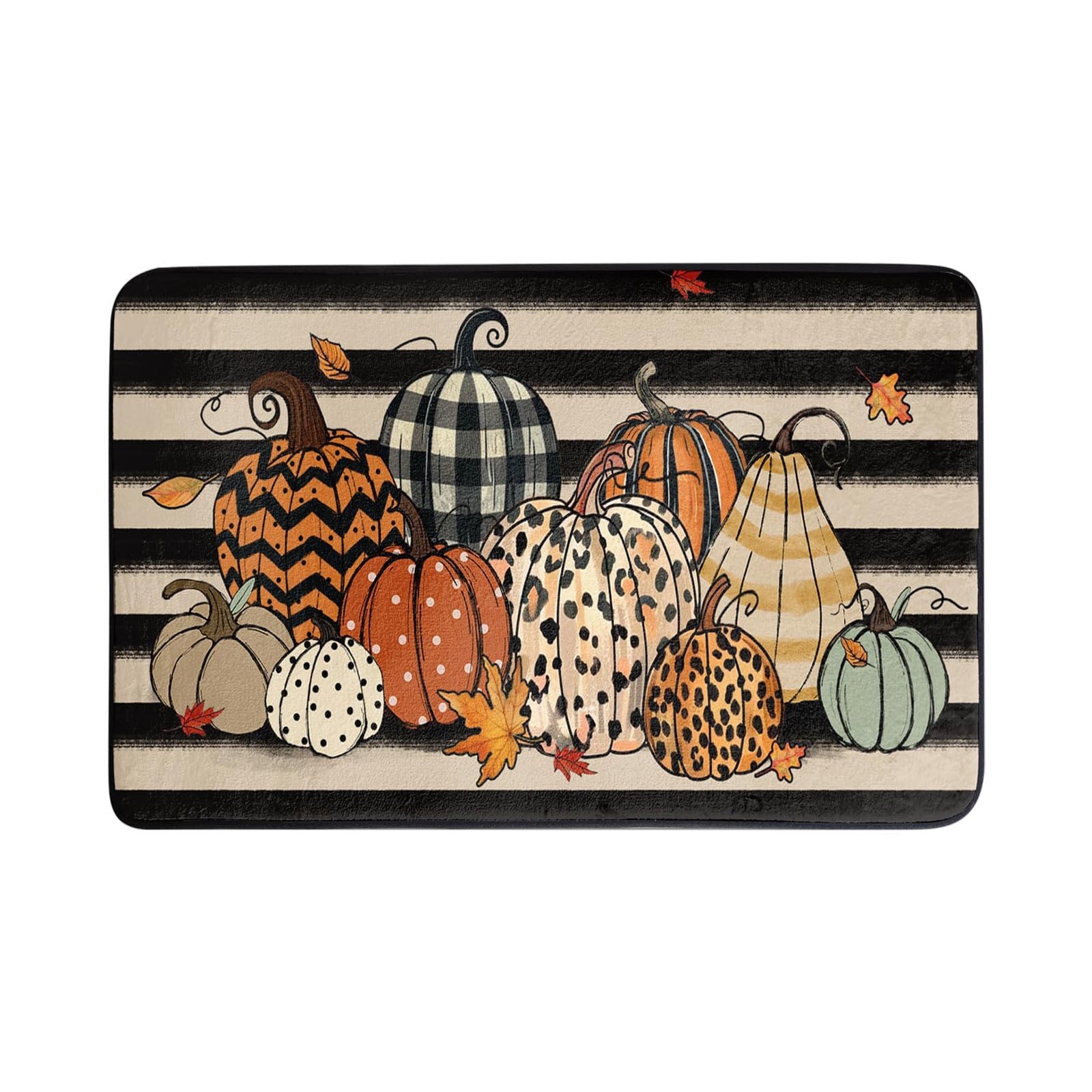 JOGZMZ Halloween Floor Mat Home Entrance Thanksgiving Pumpkin Thick Foot Mat Crystal Velvet Floor Mat