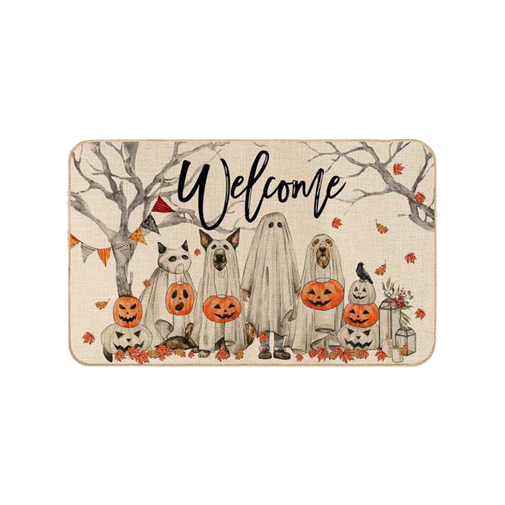 JOGZMZ Halloween Pumpkin Floor Mat Water Absorbing and Dirt Entrance Mat Scary Decorative Floor Mat